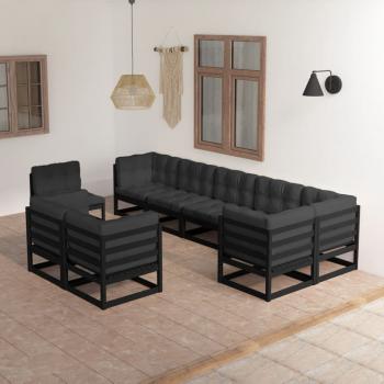 ARDEBO.de - 9-tlg. Garten-Lounge-Set mit Kissen Massivholz Kiefer