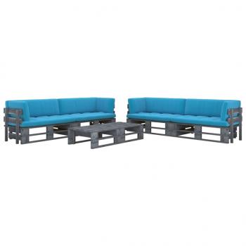 ARDEBO.de - 6-tlg. Paletten-Lounge-Set Grau Imprägniertes Kiefernholz