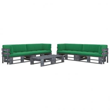 ARDEBO.de - 6-tlg. Paletten-Lounge-Set Grau Imprägniertes Kiefernholz