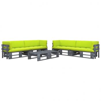 ARDEBO.de - 6-tlg. Paletten-Lounge-Set Grau Imprägniertes Kiefernholz