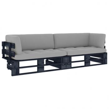 ARDEBO.de - 2-Sitzer-Palettensofa Schwarz Imprägniertes Kiefernholz