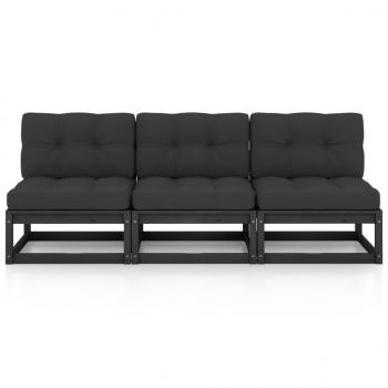 3-Sitzer-Sofa mit Kissen Kiefer Massivholz