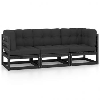 ARDEBO.de - 3-Sitzer-Gartensofa mit Kissen Kiefer Massivholz