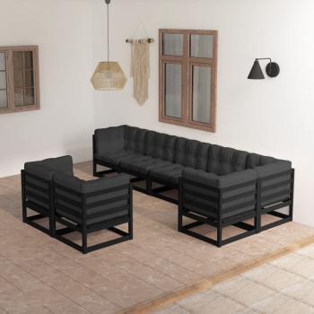 ARDEBO.de - 8-tlg. Garten-Lounge-Set mit Kissen Massivholz Kiefer