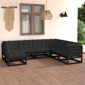 ARDEBO.de - 7-tlg. Garten-Lounge-Set mit Kissen Massivholz Kiefer