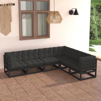 ARDEBO.de - 6-tlg. Garten-Lounge-Set mit Kissen Massivholz Kiefer