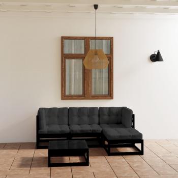 ARDEBO.de - 5-tlg. Garten-Lounge-Set mit Kissen Massivholz Kiefer