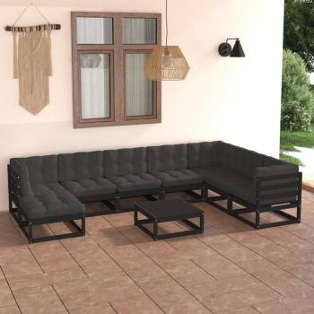 ARDEBO.de - 9-tlg. Garten-Lounge-Set mit Kissen Massivholz Kiefer