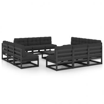 ARDEBO.de - 13-tlg. Garten-Lounge-Set mit Kissen Massivholz Kiefer