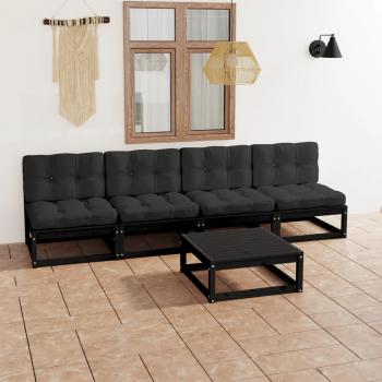 ARDEBO.de - 5-tlg. Garten-Lounge-Set mit Kissen Massivholz Kiefer