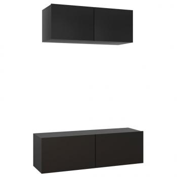 2-tlg. TV-Schrank-Set Schwarz Holzwerkstoff