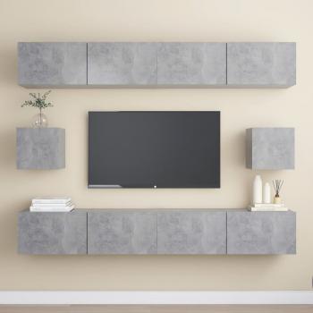 ARDEBO.de - 6-tlg. TV-Schrank-Set Betongrau Holzwerkstoff