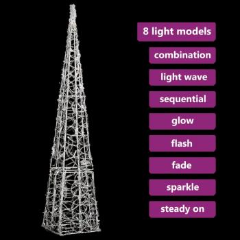 LED-Leuchtkegel Acryl Deko Kaltweiß 90 cm