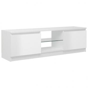 TV-Schrank mit LED-Leuchten Hochglanz-Weiß 120x30x35,5 cm