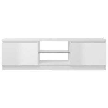 TV-Schrank mit LED-Leuchten Hochglanz-Weiß 120x30x35,5 cm