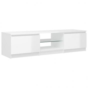 TV-Schrank mit LED-Leuchten Hochglanz-Weiß 140x40x35,5 cm