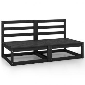 ARDEBO.de - Garten-Mittelsofas 2 Stk. Schwarz Kiefer Massivholz 