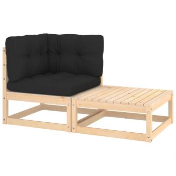 ARDEBO.de - 2-tlg. Garten-Lounge-Set mit Kissen Kiefer Massivholz