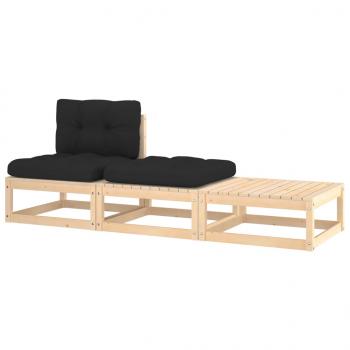 ARDEBO.de - 3-tlg. Garten-Lounge-Set mit Kissen Kiefer Massivholz