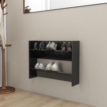 ARDEBO.de - Wand-Schuhschrank Hochglanz-Schwarz 80x18x60 cm Holzwerkstoff