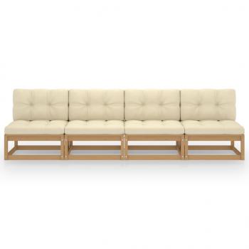 4-Sitzer-Gartensofa mit Kissen Kiefer Massivholz