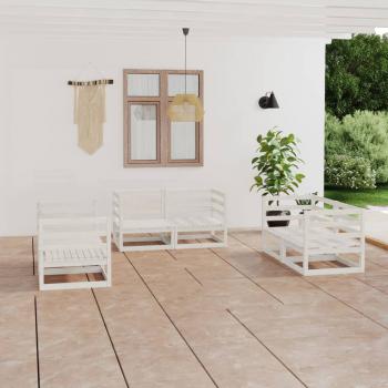 ARDEBO.de - 6-tlg. Garten-Lounge-Set Weiß Massivholz Kiefer