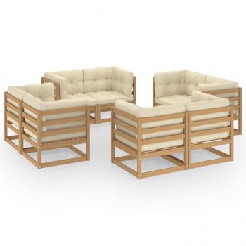 ARDEBO.de - 8-tlg. Garten-Lounge-Set mit Kissen Kiefer Massivholz