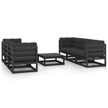 ARDEBO.de - 7-tlg. Garten-Lounge-Set mit Kissen Massivholz Kiefer