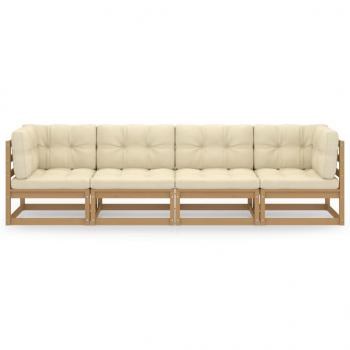 4-Sitzer-Gartensofa mit Kissen Kiefer Massivholz