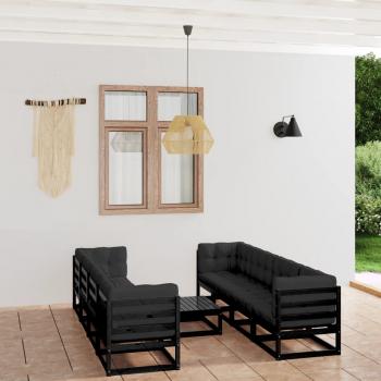 ARDEBO.de - 9-tlg. Garten-Lounge-Set mit Kissen Massivholz Kiefer