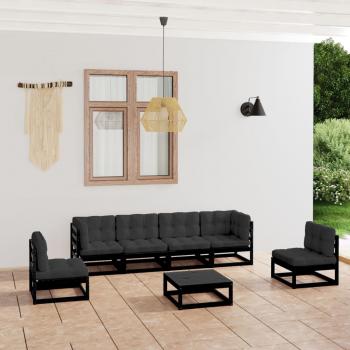 ARDEBO.de - 7-tlg. Garten-Lounge-Set mit Kissen Massivholz Kiefer