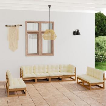 ARDEBO.de - 8-tlg. Garten-Lounge-Set mit Kissen Kiefer Massivholz