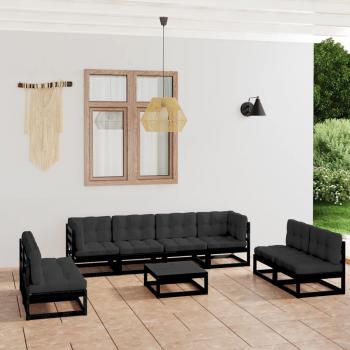 ARDEBO.de - 9-tlg. Garten-Lounge-Set mit Kissen Massivholz Kiefer