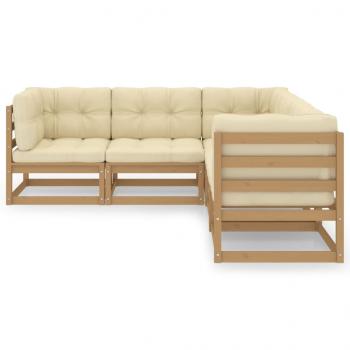 5-tlg. Garten-Lounge-Set mit Kissen Kiefer Massivholz