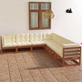 ARDEBO.de - 7-tlg. Garten-Lounge-Set mit Kissen Kiefer Massivholz