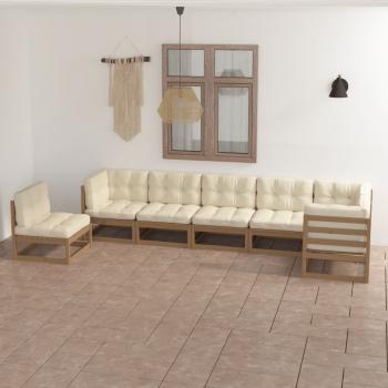 ARDEBO.de - 7-tlg. Garten-Lounge-Set mit Kissen Massivholz Kiefer