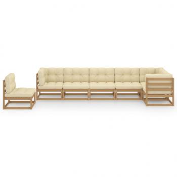 7-tlg. Garten-Lounge-Set mit Kissen Massivholz Kiefer