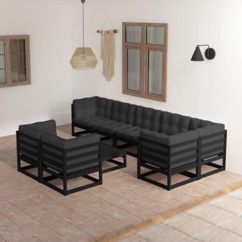 ARDEBO.de - 9-tlg. Garten-Lounge-Set mit Kissen Massivholz Kiefer