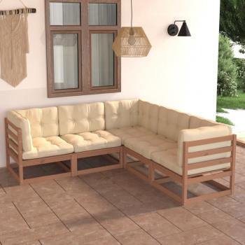 ARDEBO.de - 5-tlg. Garten-Lounge-Set mit Kissen Massivholz Kiefer