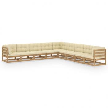 ARDEBO.de - 9-tlg Garten-Lounge-Set mit Kissen Honigbraun Massivholz Kiefer