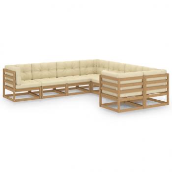 8-tlg Garten-Lounge-Set mit Kissen Honigbraun Massivholz Kiefer