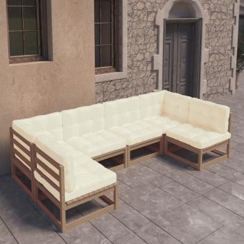 ARDEBO.de - 6-tlg Garten-Lounge-Set mit Kissen Honigbraun Massivholz Kiefer