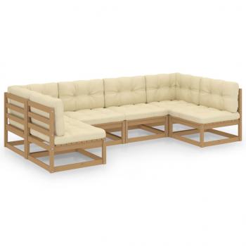 6-tlg Garten-Lounge-Set mit Kissen Honigbraun Massivholz Kiefer