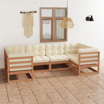 ARDEBO.de - 6-tlg Garten-Lounge-Set mit Kissen Honigbraun Massivholz Kiefer