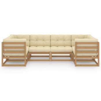 6-tlg Garten-Lounge-Set mit Kissen Honigbraun Massivholz Kiefer