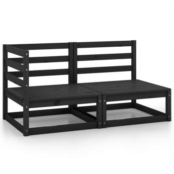 ARDEBO.de - 2-tlg. Garten-Lounge-Set Schwarz Massivholz Kiefer