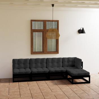 ARDEBO.de - 5-tlg. Garten-Lounge-Set mit Kissen Massivholz Kiefer