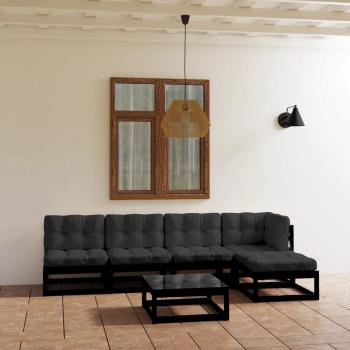 ARDEBO.de - 6-tlg. Garten-Lounge-Set mit Kissen Kiefer Massivholz