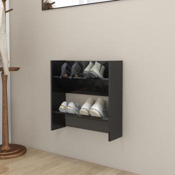 ARDEBO.de - Wand-Schuhschrank Hochglanz-Schwarz 60x18x60 cm Holzwerkstoff