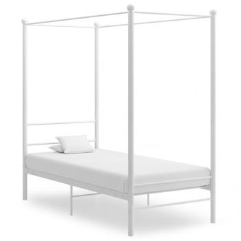 ARDEBO.de - Himmelbett Weiß Metall 90x200 cm